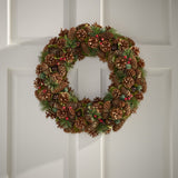 Christopher Knight Home® - Noble House - 18.5" Pine Cone and Glitter Unlit Artificial Christmas Wreath