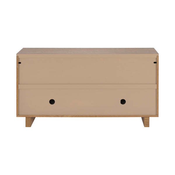 English Elm Christopher Knight Home® - Modern Sideboard - 59" Natural Finish Mdf Storage Cabinet With 4 Doors, Metal Handles For Home Use N780P352310N