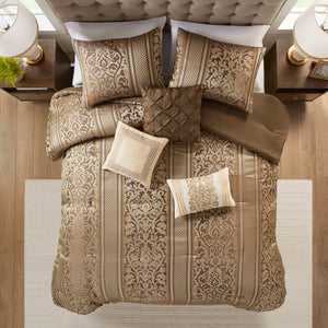 English Elm 6 Piece Jacquard Comforter Set For King/Cal King Beds - Luxurious, Cozy & Easy-Care With Pillows B035P280389