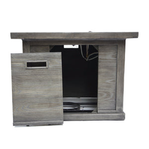 English Elm Christopher Knight Home® - Outdoor Patio 24" H x 32" W Square MgO Fire Pit Table with 40,000 BTU, Wood-Pattern Finish, Built-In Tank Storage and Durable Powder-Coated Construction Grey 61907.00GRY-40K