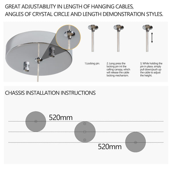 English Elm 36-inch K9 Crystal Wave Chandelier Chrome Led Fixture for Dining Room or Entryway W2312P415979