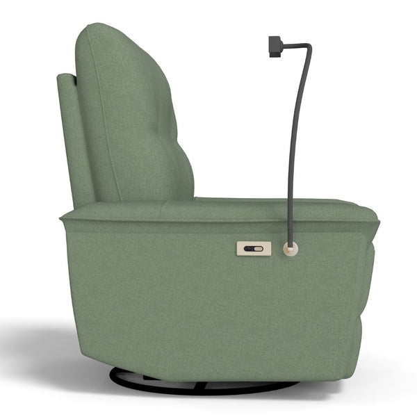English Elm 270° Swivel Power Recliner Velvet Glider Rocker with Usb Ports for Living Room Dark Green W1028S00059