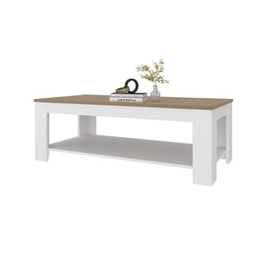 English Elm Coffee Table modern 16.2" H with 1 Shelf and Door, Space-Saving Engineered Wood Storage Solution White+Natural 51.97 L x 28.74 W x 3.15 H B097P395916