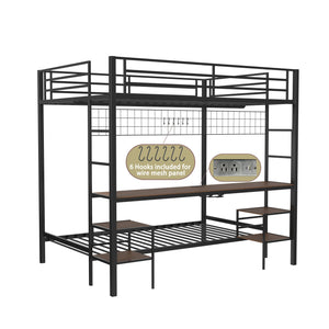 English Elm Ethan Full Over Twin Bunk Bed With Desk, Charging Station & Storage For Teens - Space-Saving Design! B083S00001