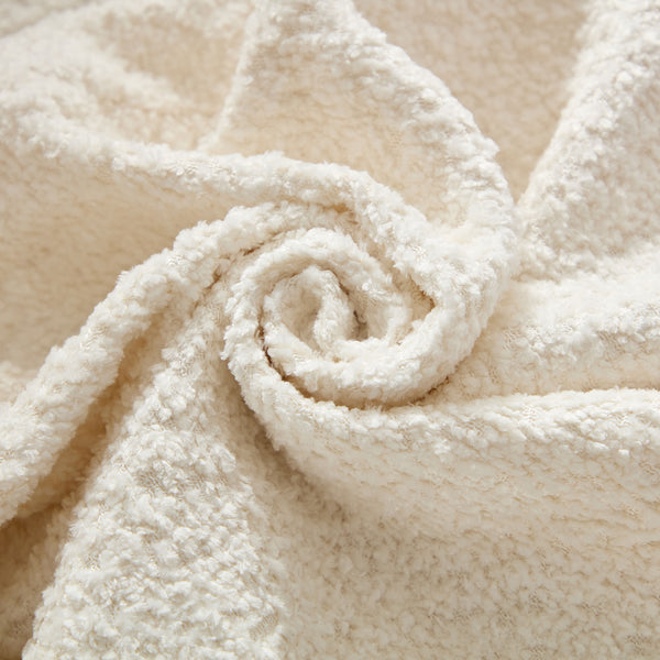 English Elm Classic Curved Tight Back Sofa Bouclé Beige Modular Sectional Couch with 4 Plush Foam Pillows, 95" W3208S00009