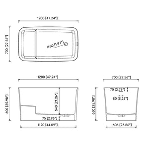 English Elm 47" Solid Surface Soaking Bathtub Matte White Minimalist Spa Design for Small Bathrooms W2704P263994