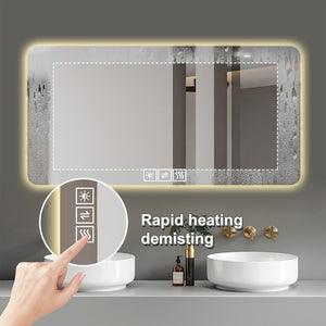 English Elm 28*60in Frameless Led Backlit Bathroom Mirror Dimmable Vanity with Defogging Touch Control W2071P248500