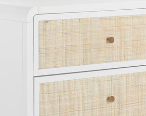 Sunpan Tierra Dresser - Coastal-Inspired Elegance with Rattan Detailing and Soft-Close Drawers for Style Small - 63W x 17.75D x 33.5H