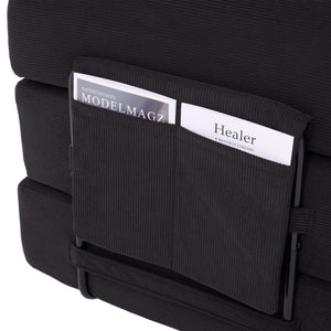 English Elm UNITED modular foldable sofa with metal frame, corduroy upholstery, side pocket & quick assembly convenience Black W1568P374081