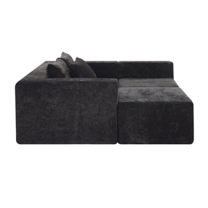 English Elm Christopher Knight Home® - 107" Compressed Sectional Sofas - Luxurious Modular Black Corduroy For Stylish, Cozy Living Spaces N771P346765H_N771P346766H