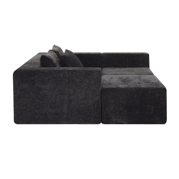English Elm Christopher Knight Home® - 107" Compressed Sectional Sofas - Luxurious Modular Black Corduroy For Stylish, Cozy Living Spaces N771P346765H_N771P346766H