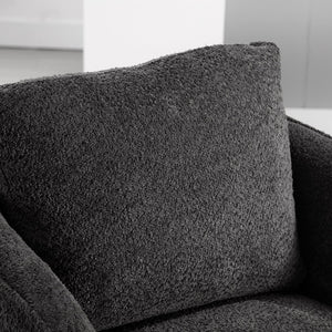 English Elm 30.3"w Boucle Barrel Swivel Chair 360 Rotation Lounge Seating for Living Room Charcoal W3188P400932