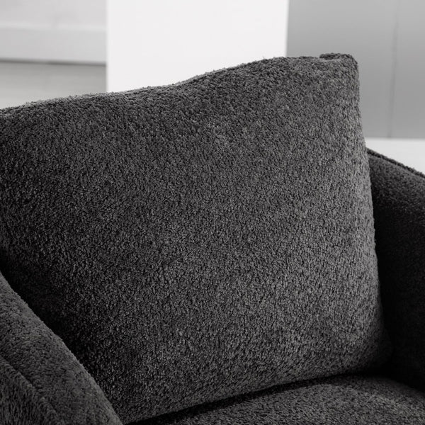 English Elm 30.3"w Boucle Barrel Swivel Chair 360 Rotation Lounge Seating for Living Room Charcoal W3188P400932