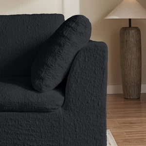 English Elm 110" Cloud Sectional Sofa Modular L-Shape with Ottoman, Chenille Fabric, Deep Seats, 7 Pillows Included Black W1359S00015