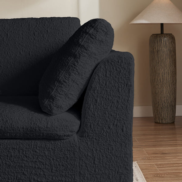 English Elm 110" Cloud Sectional Sofa Modular L-Shape with Ottoman, Chenille Fabric, Deep Seats, 7 Pillows Included Black W1359S00015