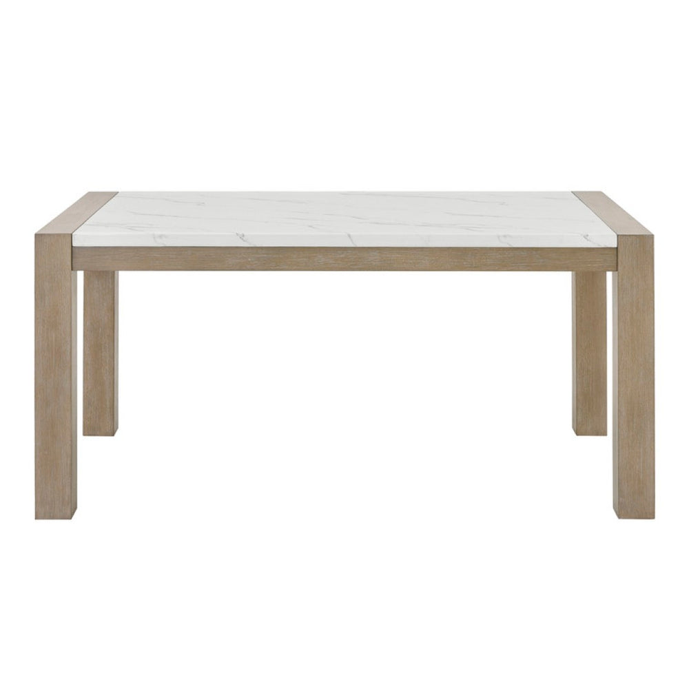 English Elm Louisa Rectangular Faux Marble Dining Table Seats Six with Light Oak Parsons Base B2749P413310