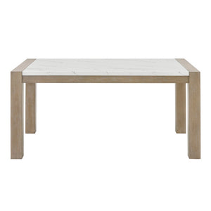 English Elm Louisa Rectangular Faux Marble Dining Table Seats Six with Light Oak Parsons Base B2749P413310