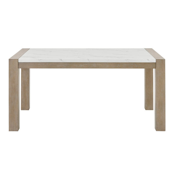 English Elm Louisa Rectangular Faux Marble Dining Table Seats Six with Light Oak Parsons Base B2749P413310