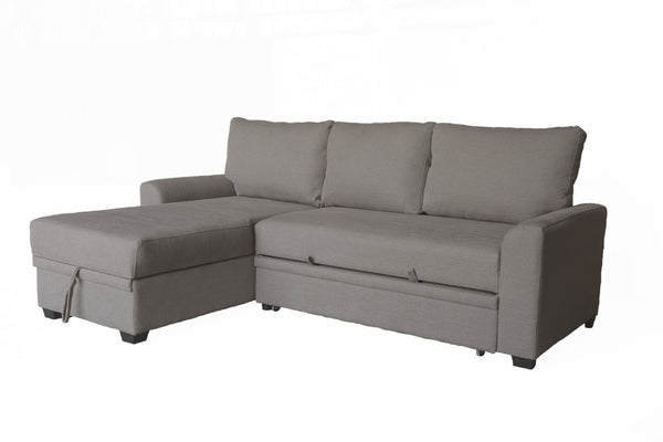 English Elm Nicolo Flannel Upholstered Sleeper Sectional with Storage Chaise for Living Rooms Brown B2749S00238