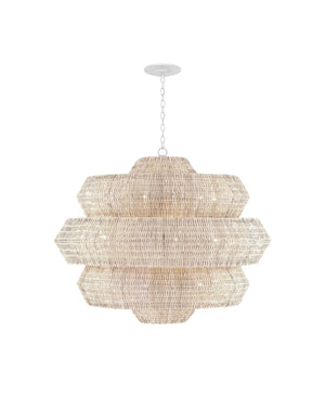 Currey & Company Antibes Grande White Chandelier - Stunning Bleached Rattan Design With 18 Lights For Bright Elegance Natural Rattan ,Wrought Iron 9000-1315-currey-company