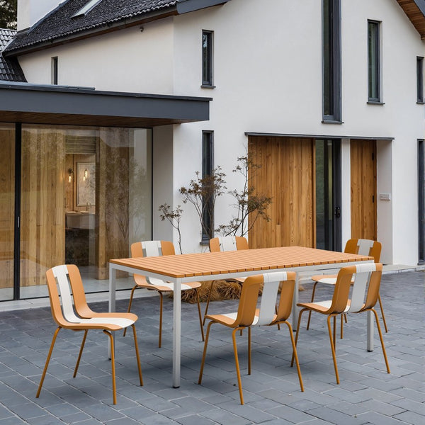 English Elm Holiday Stackable Polypropylene Side Chair Set of Four for Indoor Outdoor Dining Beige,Tropical Orange,White W3450P447383