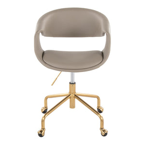 English Elm Task Chair with Chrome Five Star Base Grey Fabric Seat for Modern Home Office Use Gold,Light Grey B202P474187