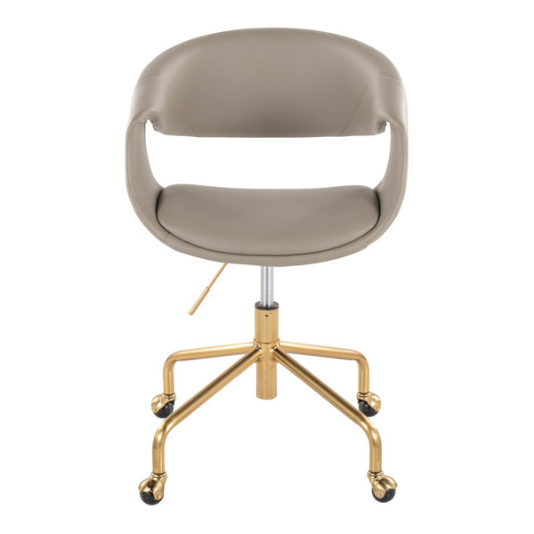 English Elm Task Chair with Chrome Five Star Base Grey Fabric Seat for Modern Home Office Use Gold,Light Grey B202P474187