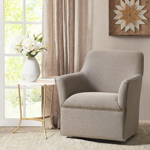 JLA Home Madison Park - Swivel Grey Glider Chair with 360° Metal Swivel Base, Soft Upholstery, Flared Arms & No-Assembly Comfort MP103-0825