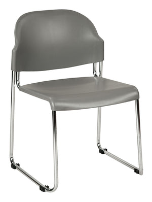 OSP Home Furnishings Stack Chair with Chrome Steel Frame Contoured Seat Ergonomic Support Stackable Office Seating Grey STC3230-2