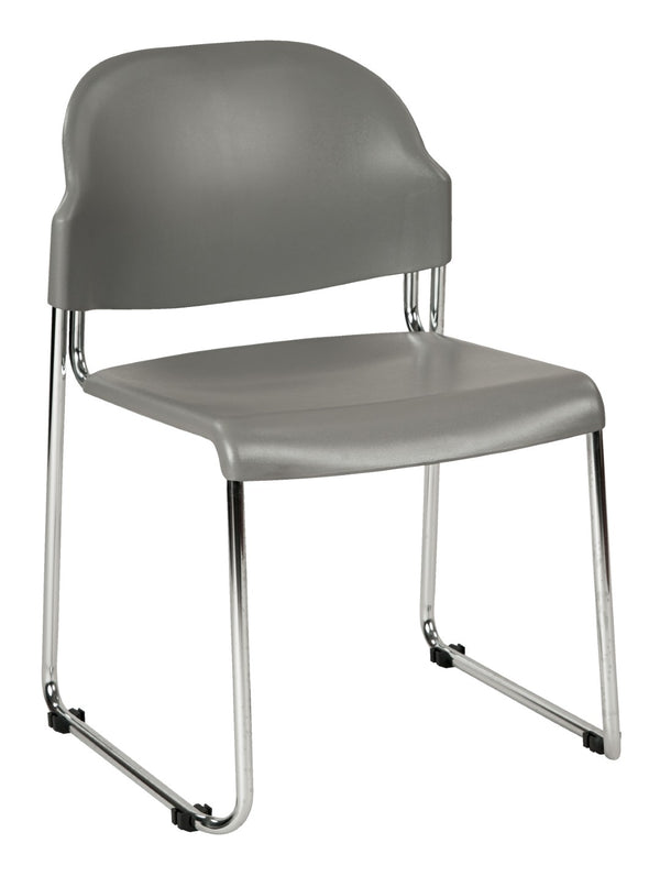 OSP Home Furnishings Stack Chair with Chrome Steel Frame Contoured Seat Ergonomic Support Stackable Office Seating Grey STC3230-2
