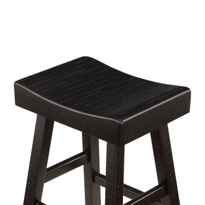English Elm Transitional Counter Height Stools Set of 2 — 24" Rustic Accent Solid Rubberwood Seats for Islands Black 39.75 L x 20 W x 9.25 H B011P284431