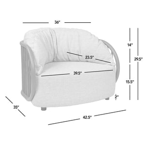 English Elm Jennifer Taylor Home - Harper Barrel Upholstered Patio Armchair 42.5" Oat Beige Olefin - Plush Cushioned, Aluminum Frame, Weather-Resistant B2719P245974