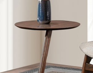 English Elm Modern Solid Walnut Accent Side Table Mid-Century Modern 19.5" Compact Round End Table Durable Elegance B2741P351967