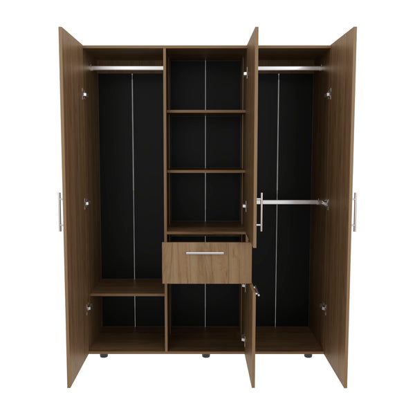 English Elm Armoire, Spacious Engineered Wood Wardrobe with Two Drawers, Hanging Rod and Hidden Storage Appeal Natural Wood 74.41 L x 23.23 W x 3.94 H B097S00195
