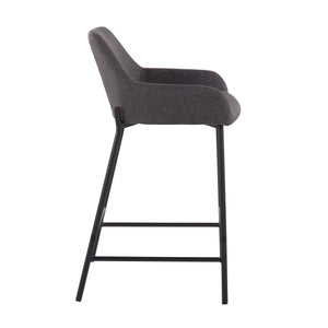 English Elm Daniella Industrial Counter Stools Set Of 2 - Black Metal Frame & Charcoal Fabric For Modern Spaces B202S00042