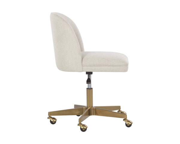 Sunpan Kenna Office Chair - Modern Minimalist Design with Adjustable Height and Gold Steel Base for Mobility Belfast Oatmeal