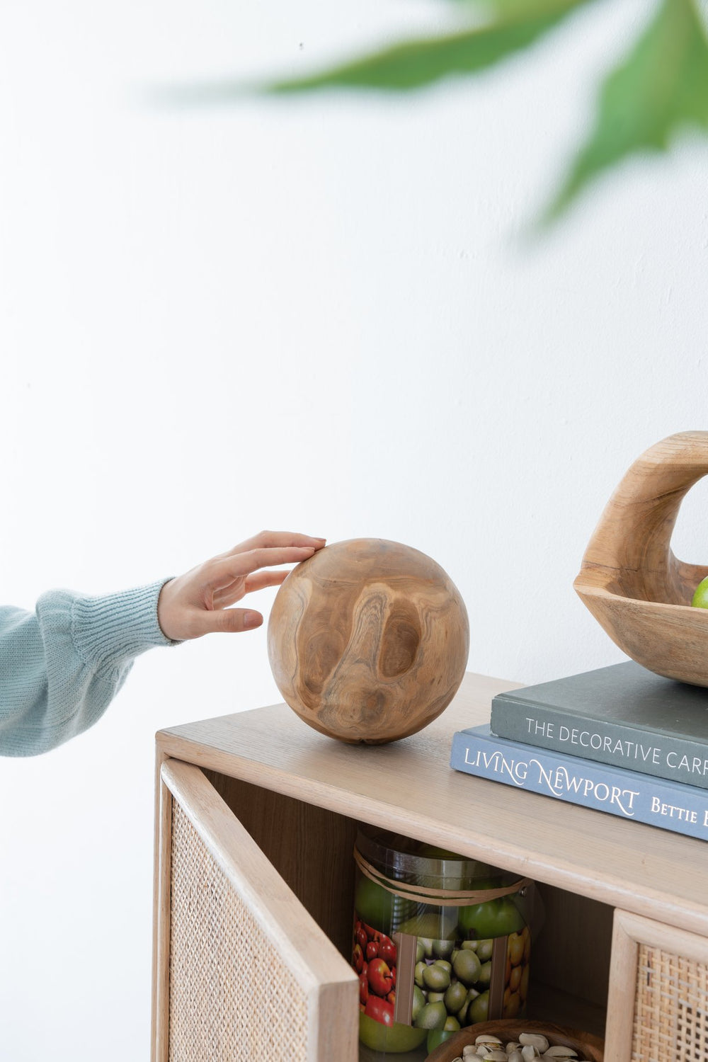 English Elm S/3 Teak Ball Set of 3 Decorative Wooden Spheres, 5.9" Rustic Natural Grain Accents for Bowl Mantel Tabletop Decor W2078P360887