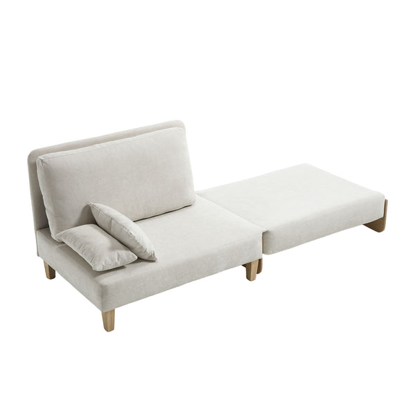 English Elm Foldable sofa bed recliner with three pillows, 3-in-1 convertible sleeper for small spaces, mid-century modern comfort Beige W395P290556