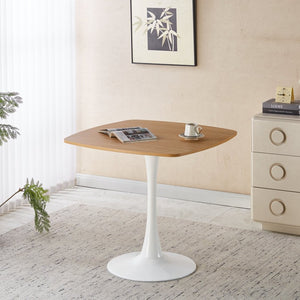 English Elm 1+4,5pieces Mid-century Dining Set White Mdf Top Tapered Metal Legs Seats Six W3766S00009
