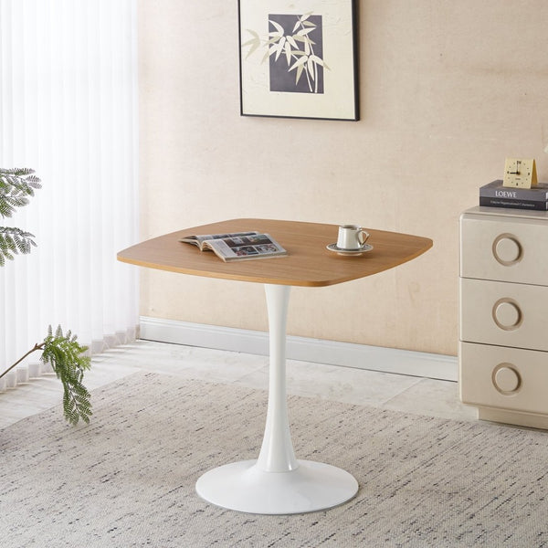 English Elm 1+4,5pieces Mid-century Dining Set White Mdf Top Tapered Metal Legs Seats Six W3766S00009