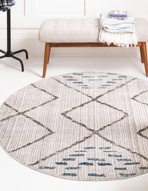 Unique Loom Aramis Kavi Machine Made Tribal Rug Ivory, Blue/Brown/Light Blue/Terracotta/Gray 10' 0" x 10' 0"