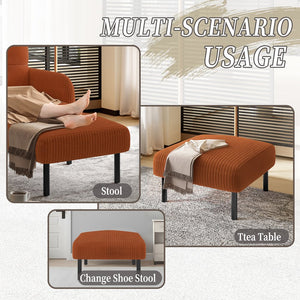 English Elm UNITED Corduroy Ottoman Footstool with Sturdy Frame, Soft Padded Seat, Versatile Living Room Stool Orange W1568P307254