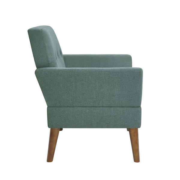 English Elm Modern Hand-tufted Lounge Chair Solid Wood Legs Mid-century Accent Seat for Living Room Blue B035P482917