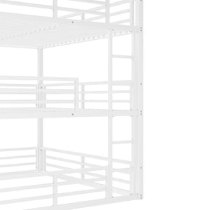 English Elm Queen Metal Triple Bunk Bed - Stylish Queen Over Queen Over Queen Design, Heavy-Duty, Safe & Quiet W1580S00167-GIGA