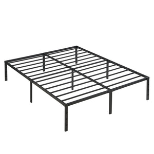English Elm Queen Platform Bed Frame Heavy Duty Steel Slats Matte Black Modern Bedroom Base W311P359220