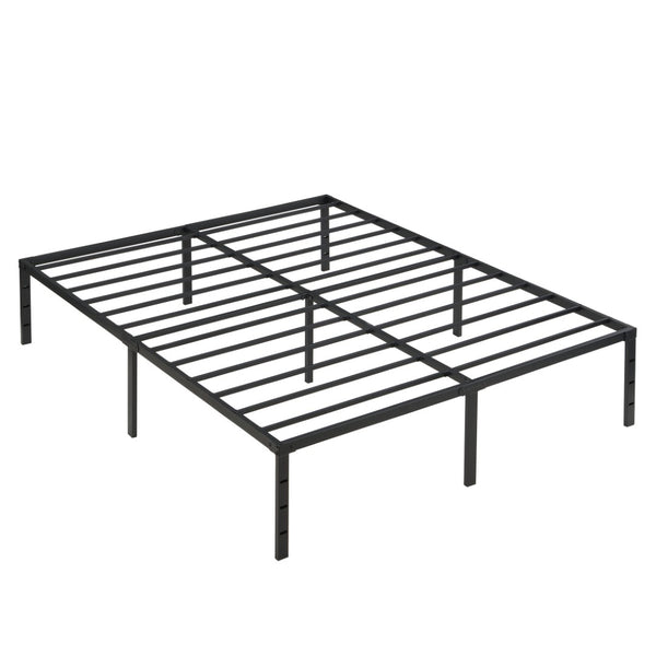 English Elm Queen Platform Bed Frame Heavy Duty Steel Slats Matte Black Modern Bedroom Base W311P359220