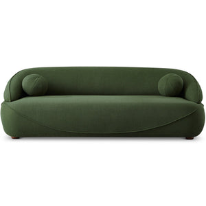 English Elm Ashcroft Furniture - Andrew Dark Green Boucle Sofa tufted 85" French boucle couch with walnut legs, high-density foam comfort B183P232063