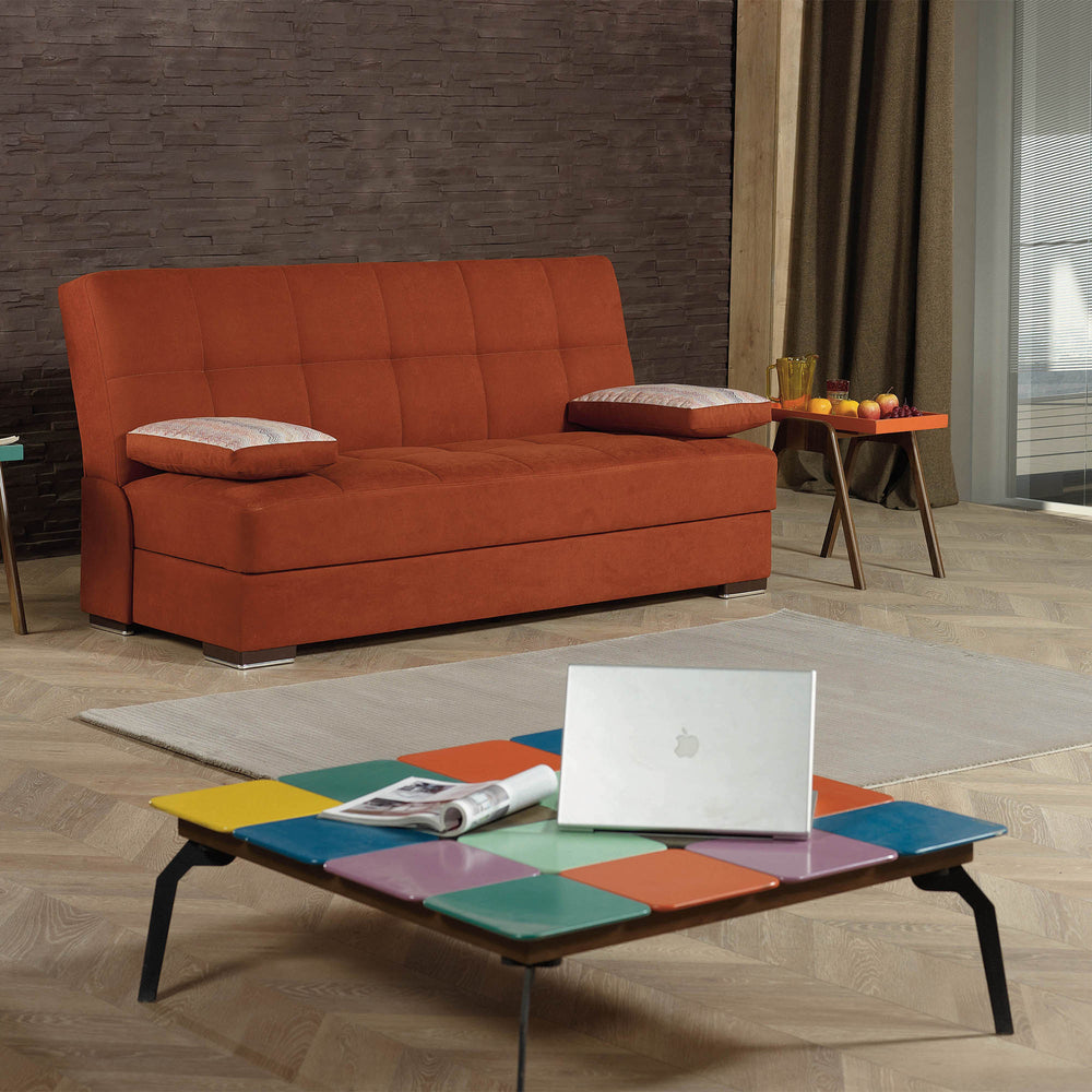 English Elm PrimeNest Sovo Collection Upholstered Convertible Sofabed with Storage, Click-Click Sleeper for Small Spaces Brown PU B030P286575