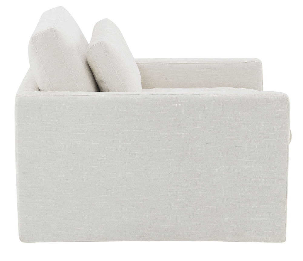 English Elm Naveen Ivory Fabric Swivel Chair with Toss Pillow — Plush Foam Seat, 360° Swivel, Wooden Frame Comfort B2726P242441