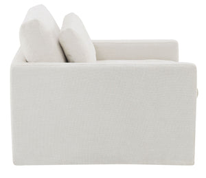 English Elm Naveen Ivory Fabric Swivel Chair with Toss Pillow — Plush Foam Seat, 360° Swivel, Wooden Frame Comfort B2726P242441